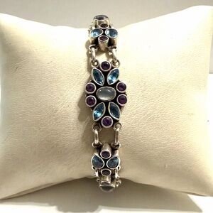 Nicky Butler Sterling Silver Moonstone, Amethyst and Blue Topaz Bracelet